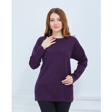 Stilmony Kadın Mor Orta Yaş Günlük Triko Anne Bluz Kazak