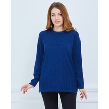 Stilmony Kadın Indigo Orta Yaş Günlük Triko Anne Bluz Kazak