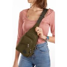 Newish Polo Kadın Krinkıl Kumaş Bodybag Çapraz Göğüs ve Omuz Çantası new126 - Haki 