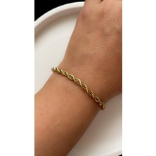 Liva Accessories Altın Işçiliğinde Kararmayan Anti-Alerjik Kalın Burgu Zincir-Altın Renkli