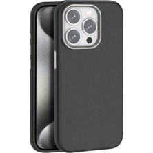 Piili Apple iPhone 15 Leather Siyah Magsafe Suni Deri Kılıf