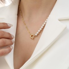 Nox Jewelry 925 Ayar Gümüş White Tatlısu Incisi Kolye-6mm