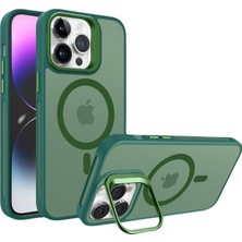 Piili Apple iPhone 15 Metal Bracket Magsafe Yeşil Mat Plastik Kılıf