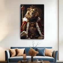 Arkeot Aslan Kral Kanvas Duvar Tablosu - Ev Salon Koridor Oturma Odası Ofis Dekorasyonu