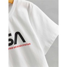 Hanclo Rahat Kalıp Pamuklu Nasa Baskılı Çocuk T-Shirt