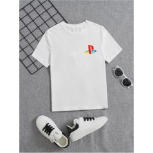 Hanclo Rahat Kalıp Pamuklu Baskılı Beyaz Çocuk T-Shirt