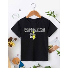 Hanclo Rahat Kalıp Pamuklu Baskılı Siyah Çocuk T-Shirt