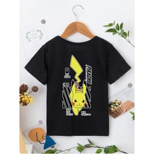 Hanclo Rahat Kalıp Pamuklu Baskılı Siyah Çocuk T-Shirt