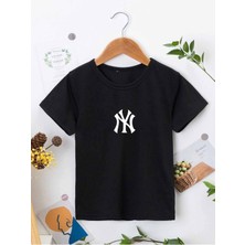 Hanclo Rahat Kalıp Pamuklu Baskılı Siyah Çocuk T-Shirt
