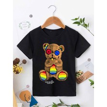 Hanclo Rahat Kalıp Pamuklu Baskılı Siyah Çocuk T-Shirt