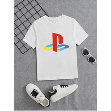 Hanclo Rahat Kalıp Pamuklu Baskılı Beyaz Çocuk T-Shirt