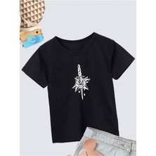 Hanclo Rahat Kalıp Pamuklu Baskılı Siyah Çocuk T-Shirt