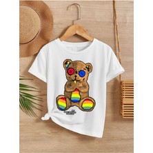 Hanclo Rahat Kalıp Pamuklu Baskılı Beyaz Çocuk T-Shirt