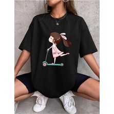 Hanclo Şirin Kız Baskılı Oversize Tshırt