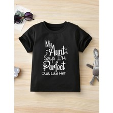 Hanclo Rahat Kalıp Pamuklu Aunt Baskılı Çocuk T-Shirt