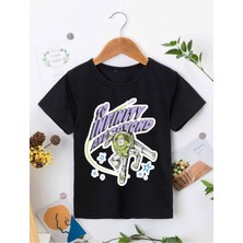 Hanclo Rahat Kalıp Pamuklu Baskılı Siyah Çocuk T-Shirt