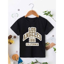 Hanclo Rahat Kalıp Pamuklu Baskılı Siyah Çocuk T-Shirt