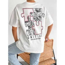 Hanclo Unıt Me Puzzle Baskılı Oversize Tshirt