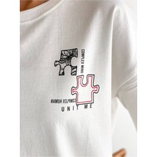 Hanclo Unıt Me Puzzle Baskılı Oversize Tshirt
