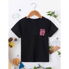 Hanclo Rahat Kalıp Pamuklu Baskılı Siyah Çocuk T-Shirt