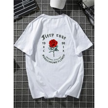Hanclo Fiery Rose Oversize Tshirt Sırt Kırmızı Gül