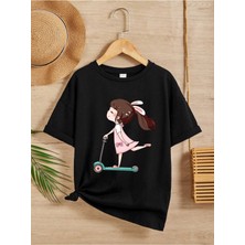 Hanclo Pamuklu Kısa Kollu Baskılı Çocuk T-Shirt Erkek Çocuklar İçin Günlük Siyah Renk