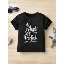 Hanclo Rahat Kalıp Pamuklu Aunt Baskılı Çocuk T-Shirt