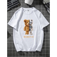 Hanclo Robotıc Ayı Baskılı Oversize Tshirt