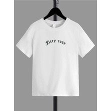 Hanclo Rahat Kalıp Pamuklu Baskılı Beyaz Çocuk T-Shirt