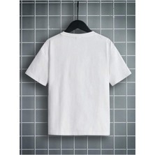 Hanclo Rahat Kalıp Pamuklu Baskılı Beyaz Çocuk T-Shirt