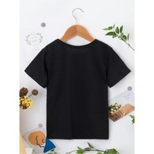 Hanclo Rahat Kalıp Pamuklu Baskılı Siyah Çocuk T-Shirt