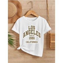 Hanclo Rahat Kalıp Pamuklu Baskılı Beyaz Çocuk T-Shirt