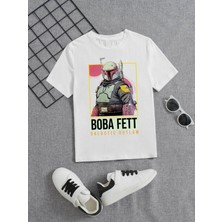 Hanclo Rahat Kalıp Pamuklu Baskılı Beyaz Çocuk T-Shirt