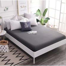 Lila Moon Antrasit Renkli Pamuklu Penye Kumaştan Tek/çift Kişilik Lastikli Fitted Çarşaf