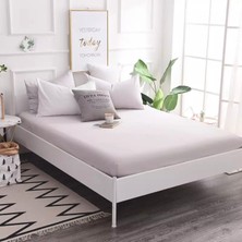 Lila Moon Gri Renkli Pamuklu Penye Kumaştan Tek/çift Kişilik Fitted Çarşaf