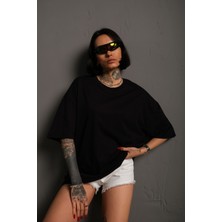 Hanclo Oversize Düz Pamuklu T-Shirt