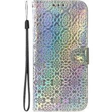 Bdt Shop IPhone 15 Için Kılıf Pro Standı Tutucu Kart Yuvası Glitter Renkli Cüzdan Pu (Yurt Dışından)