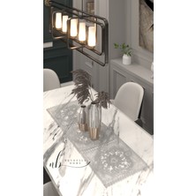 Neu Bella Home Neubella Home Amerikan Servis Özel Nakış Tasarım Runner Girdap Masa Ve Sunum Takımı Çeyizlik Gri