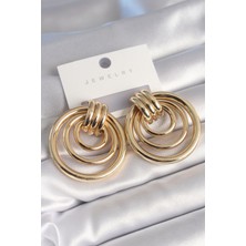 Shopzum Pirinç Gold Renk Halka Model Kadın Küpe