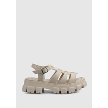 ProvoQ Krem Kadın Düz Sandalet