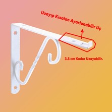 Nzb Raf Altı Raf Tutucu Ayak Ferforje Beyaz Ayarlı 150X110 mm 2 Adet