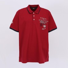 Wanex Erkek Büyük Beden Kısa Kol Baskılı Polo Yaka Tişört - BPL-400220 - Bordo