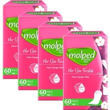 Molped Her Gün Ferahlık Günlük Ped Parfümsüz 60 Adet X 4 Paket 240 Adet