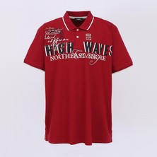 Wanex Erkek Kısa Kol Polo Yaka Baskılı Büyük Beden T-Shirt - BPL-400320 - Bordo