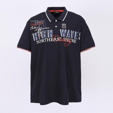 Wanex Erkek Kısa Kol Polo Yaka Baskılı Büyük Beden T-Shirt - BPL-4003305 - Koyu Lacivert