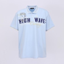 Wanex Erkek Kısa Kol Polo Yaka Baskılı Büyük Beden T-Shirt - BPL-4003306 - Buz Mavisi