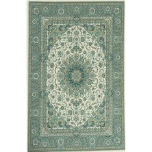 Carpettex Bambu Halı İpeksi Yumuşak Su ve Leke Tutmaz Klasik Desenli Yeşil Halı
