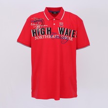 Wanex Erkek Kısa Kol Polo Yaka Baskılı Büyük Beden T-Shirt - BPL-400313 - Kırmızı