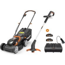 Worx WG927E 40VOLT 2.0AH. Li-Ion 34CM Profesyonel Şarjlı Çim Biçme + WG157E.9 20VOLT 25CM Misinalı Çim ve Kenar Kesme