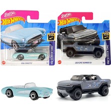 Hot Wheels 2 Araç Set Barbie The Movie 1956 Corvette & 2024 Gmc Hummer Ev (1/64)